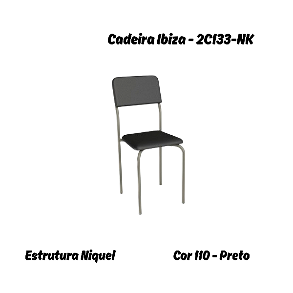 Par de Cadeiras Ibiza - Ref. 2C133-NK - Corino Preto - Kappesberg Crome