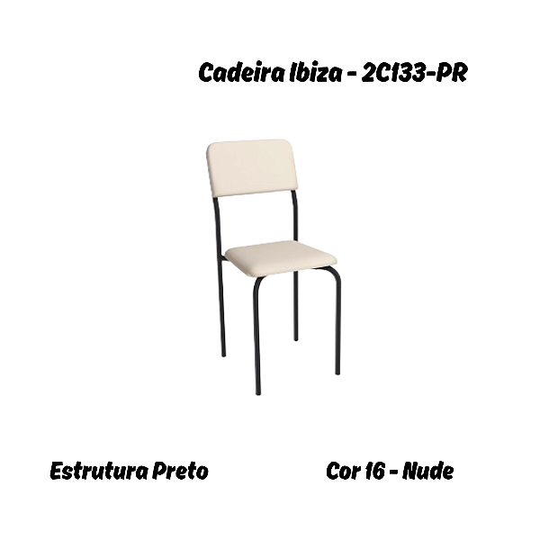 Par de Cadeiras Ibiza - Ref. 2C133-PR - Corino Nude - Kappesberg Crome