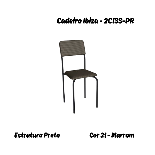 Par de Cadeiras Ibiza - Ref. 2C133-PR - Corino Marrom - Kappesberg Crome