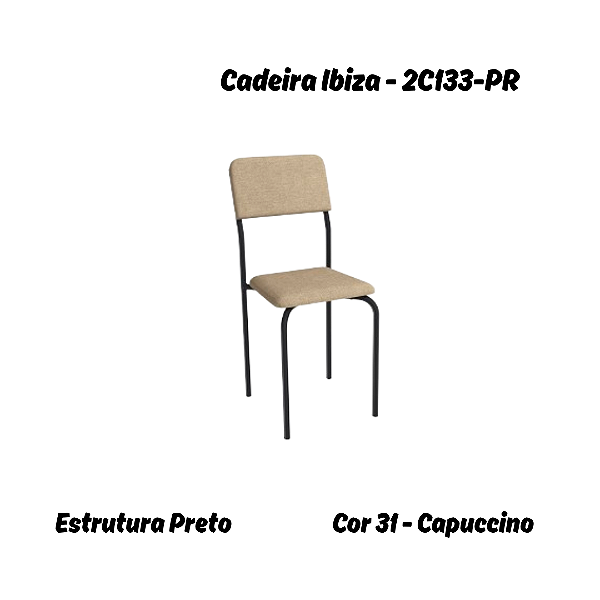 Par de Cadeiras Ibiza - Ref. 2C133-PR - Corino Capuccino - Kappesberg Crome