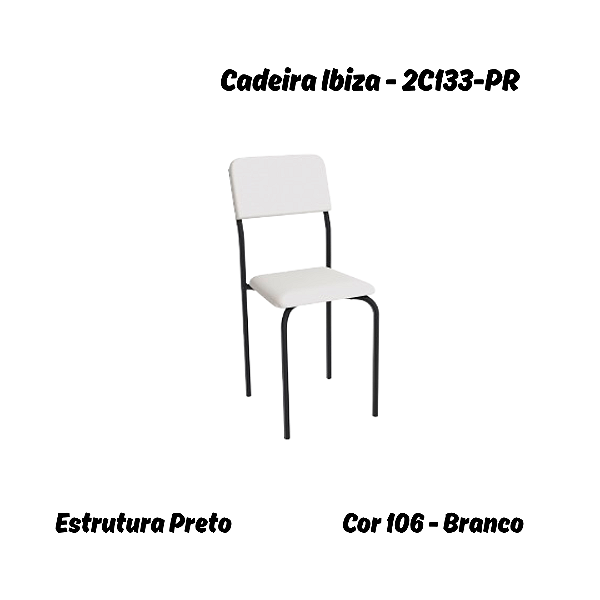 Par de Cadeiras Ibiza - Ref. 2C133-PR - Corino Branco - Kappesberg Crome
