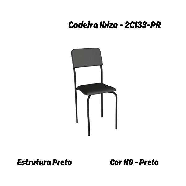 Par de Cadeiras Ibiza - Ref. 2C133-PR - Corino Preto - Kappesberg Crome