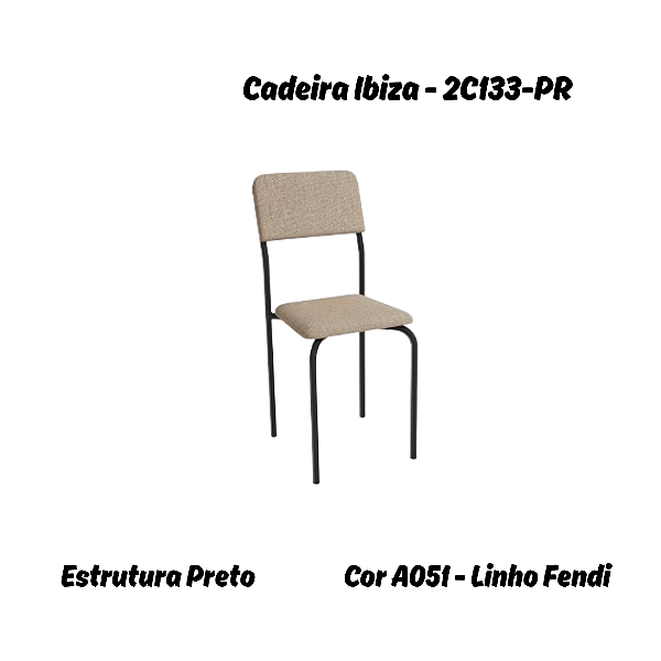 Par de Cadeiras Ibiza - Ref. 2C133-PR - Linho Fendi - Kappesberg Crome