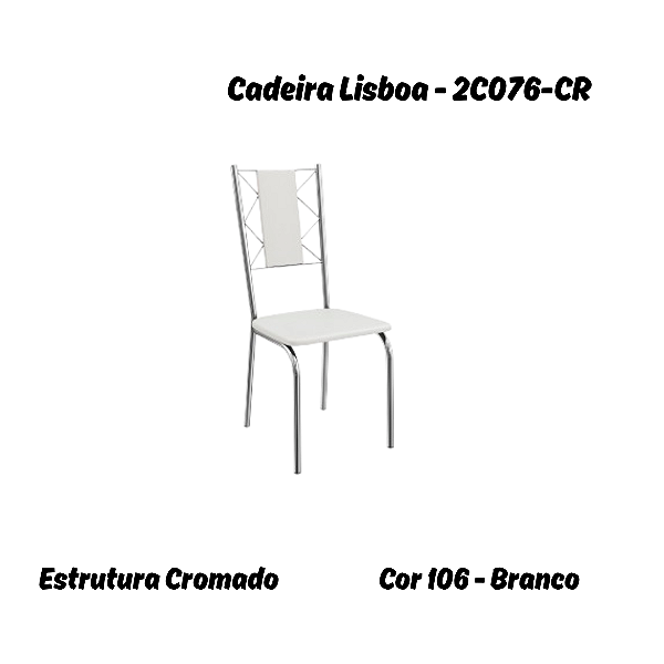 Par de Cadeiras Lisboa - Ref. 2C076-CR - Corino Branco - Kappesberg Crome