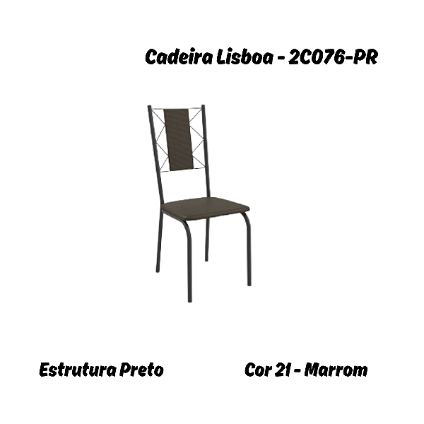 Par de Cadeiras Lisboa - Ref. 2C076-PR - Corino Marrom - Kappesberg Crome