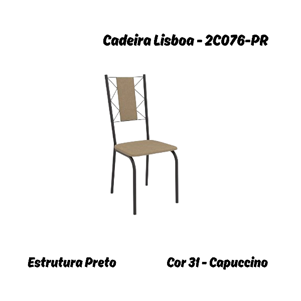 Par de Cadeiras Lisboa - Ref. 2C076-PR - Corino Capuccino - Kappesberg Crome