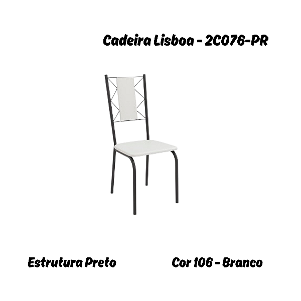 Par de Cadeiras Lisboa - Ref. 2C076-PR - Corino Branco - Kappesberg Crome
