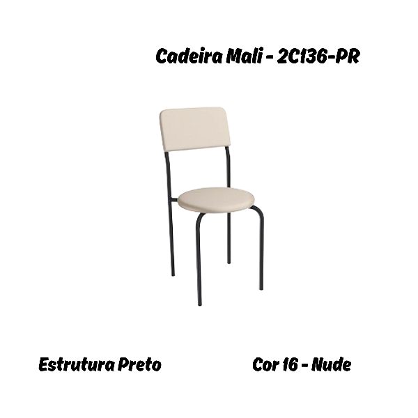 Par de Cadeiras Mali - Ref. 2C136-PR - Corino Nude - Kappesberg Crome