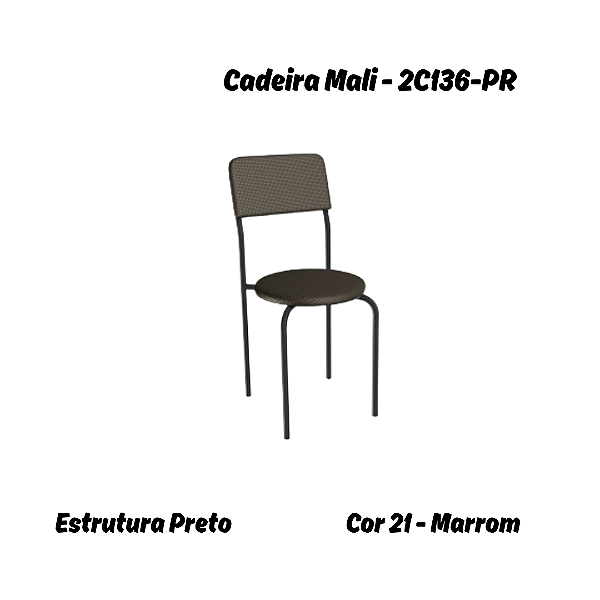 Par de Cadeiras Mali - Ref. 2C136-PR - Corino Marrom - Kappesberg Crome