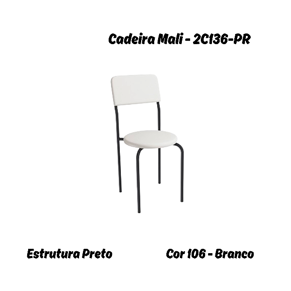 Par de Cadeiras Mali - Ref. 2C136-PR - Corino Branco - Kappesberg Crome