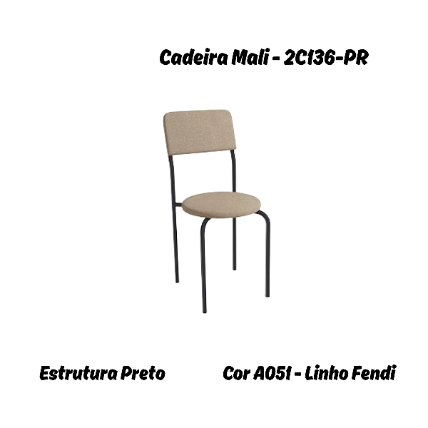 Par de Cadeiras Mali - Ref. 2C136-PR - Linho Fendi - Kappesberg Crome