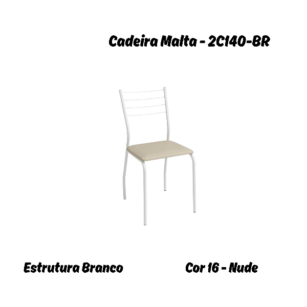 Par de Cadeiras Malta - 2C140-BR - Corino Nude - Kappesberg Crome