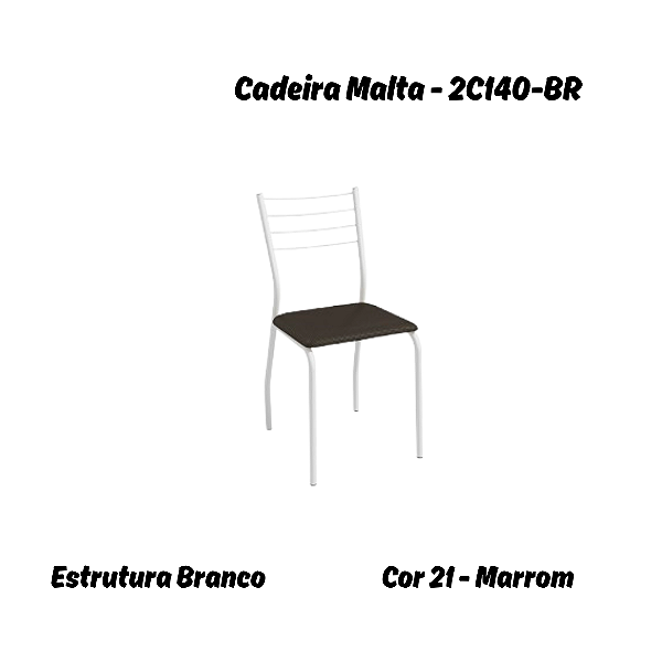 Par de Cadeiras Malta - 2C140-BR - Corino Marrom - Kappesberg Crome