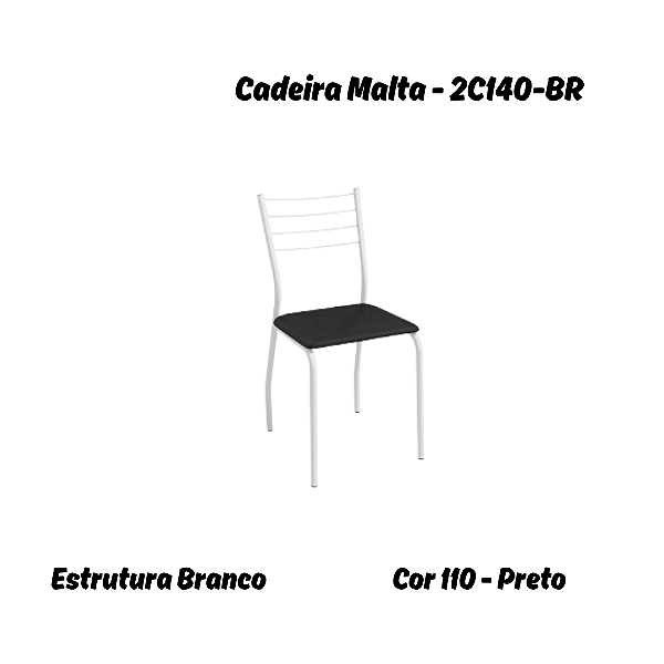 Par de Cadeiras Malta - 2C140-BR - Corino Preto - Kappesberg Crome