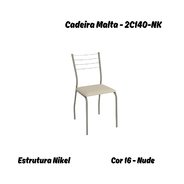 Par de Cadeiras Malta - 2C140-NK - Corino Nude - Kappesberg Crome