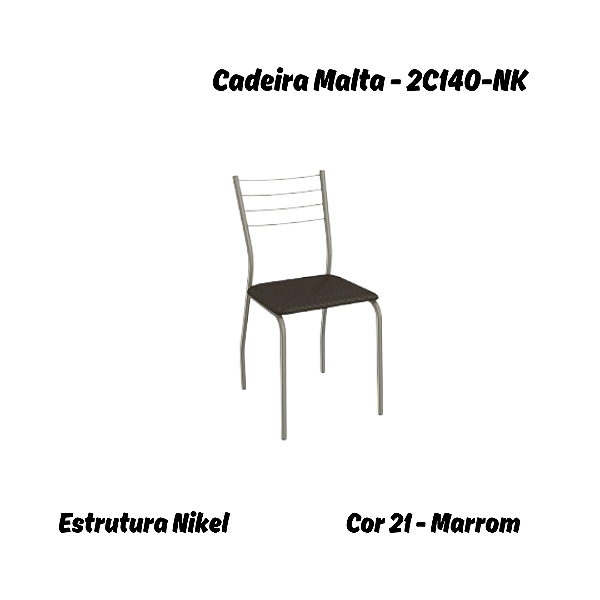 Par de Cadeiras Malta - 2C140-NK - Corino Marrom - Kappesberg Crome