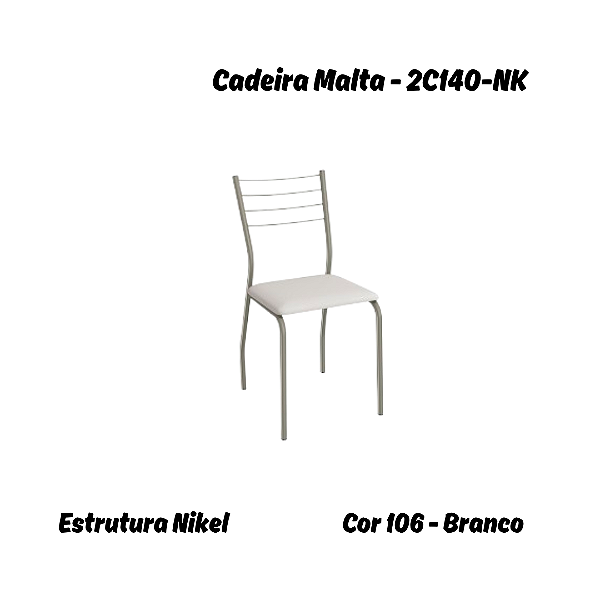 Par de Cadeiras Malta - 2C140-NK - Corino Branco - Kappesberg Crome
