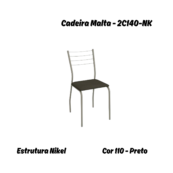 Par de Cadeiras Malta - 2C140-NK - Corino Preto - Kappesberg Crome