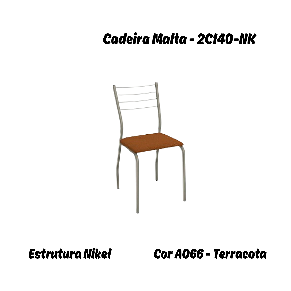 Par de Cadeiras Malta - 2C140-NK - Bouclé Terracota - Kappesberg Crome