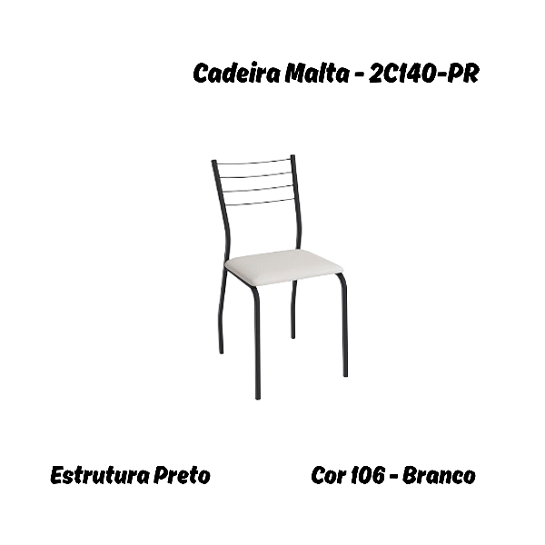 Par de Cadeiras Malta - 2C140-PR - Corino Branco - Kappesberg Crome