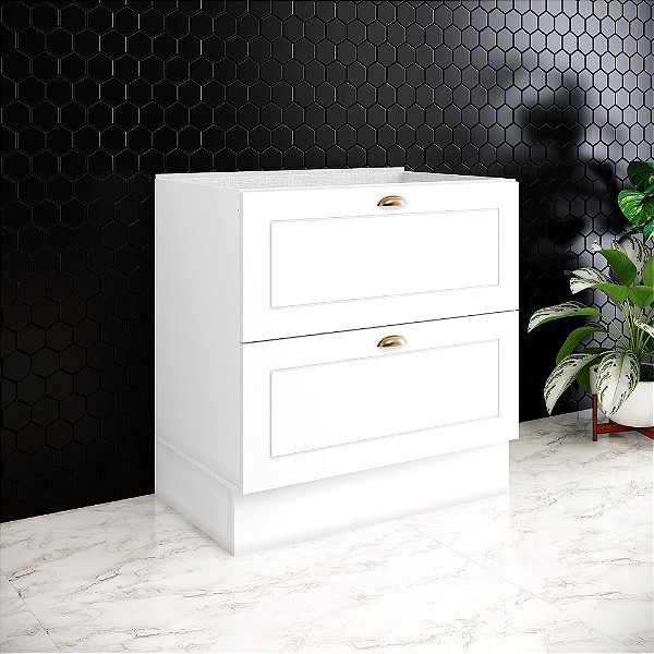 Balcão 02 Gavetas 80cm - Ref. C371-05 - Branco - Linha Americana - Móveis Henn