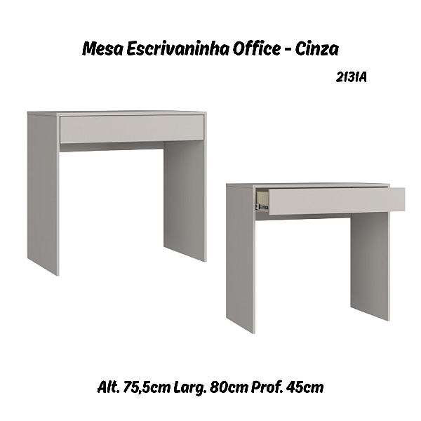 Mesa Escrivaninha Office - 2131A - Cinza - Móveis Castro