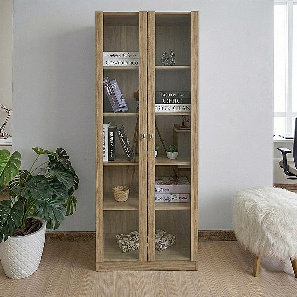 Armário de Escritório c/ Portas de Vidro - ME4115 - Amendoa - Tecno Mobili