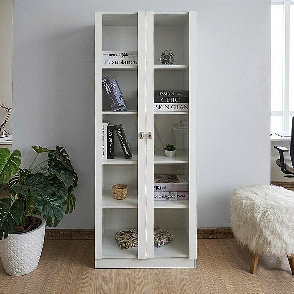 Armário de Escritório c/ Portas de Vidro - ME4115 - Branco - Tecno Mobili