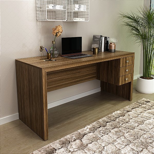 Mesa Escrivaninha c/ Gaveta - ME4113 - Nogal - Tecno Mobili