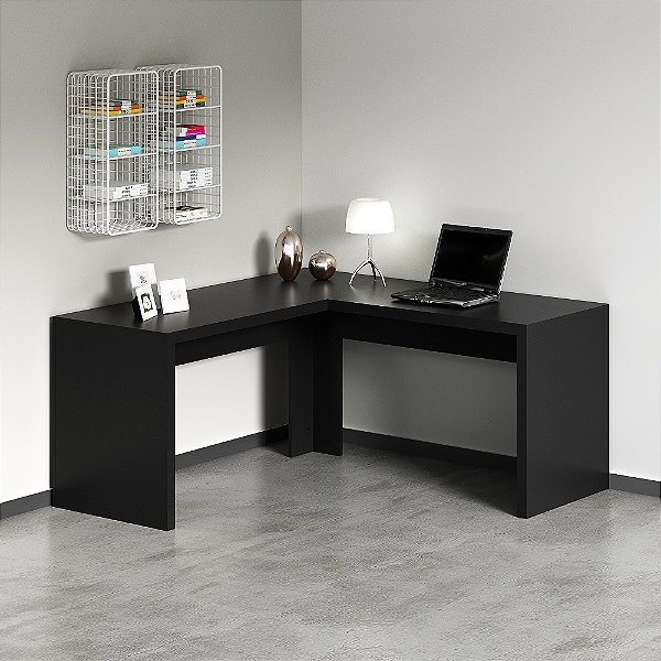 Mesa Escrivaninha de Canto - ME4116 - Preto - Tecno Mobili