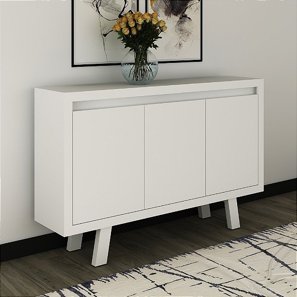 Balcão de Escritorio 03 Portas - ME4120 - Branco - Tecno Mobili
