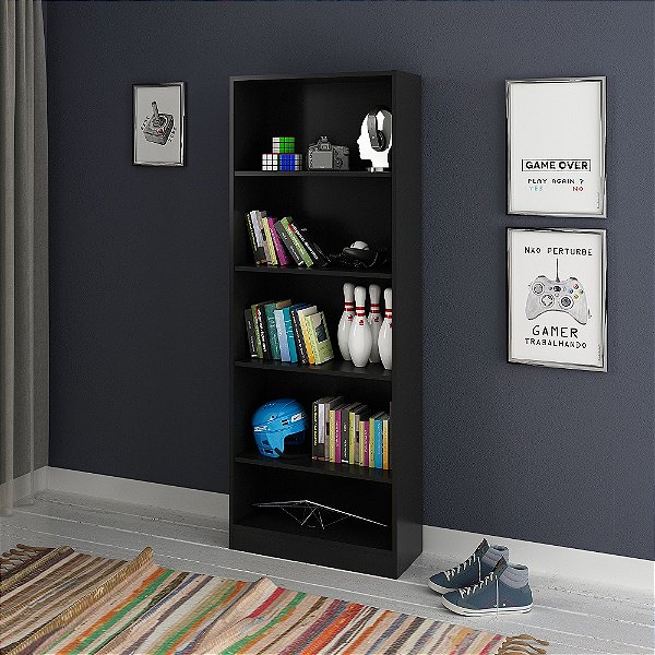 Estante Livreiro - ME4141 - Preto - Tecno Mobili