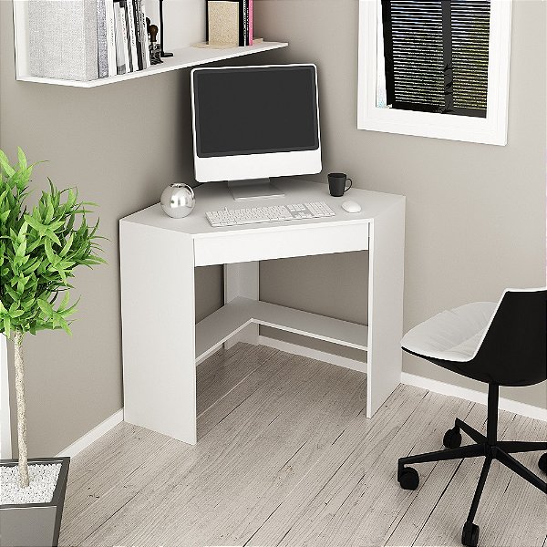 Mesa Escrivaninha de Canto - ME4169 - Branco - Tecno Mobili