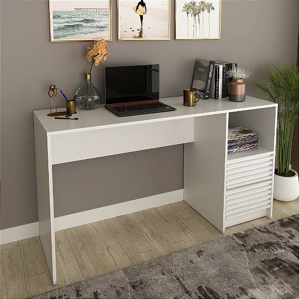 Mesa Escrivaninha c/ Gaveta - ME4174 - Branco - Tecno Mobili