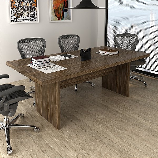 Mesa de Reunião p/ Escritorio - ME4119 - Nogal - Tecno Mobili