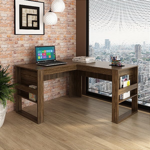 Mesa Escrivaninha de Canto - ME4145 - Nogal - Tecno Mobili