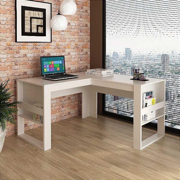 Mesa Escrivaninha de Canto - ME4145 - Branco - Tecno Mobili