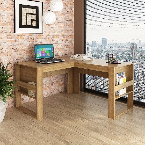 Mesa Escrivaninha de Canto - ME4145 - Amendoa - Tecno Mobili