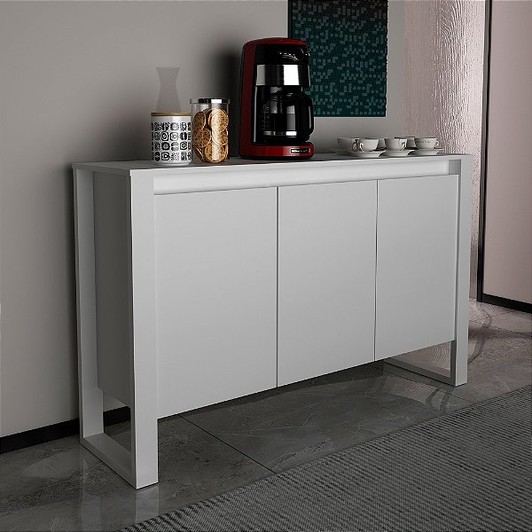 Balcão de Escritorio 03 Portas - ME4147 - Branco - Tecno Mobili