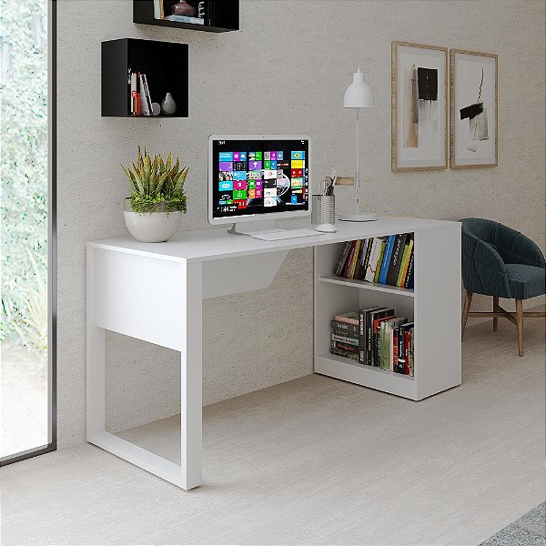 Mesa Escrivaninha c/ Prateleira - ME4182 - Branco - Tecno Mobili