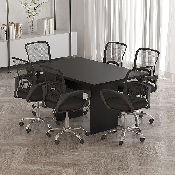 Mesa de Reunião p/ Escritorio - ME4191 - Preto - Tecno Mobili