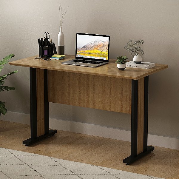 Mesa Escrivaninha - ME4194 - Amendoa/Preto - Tecno Mobili