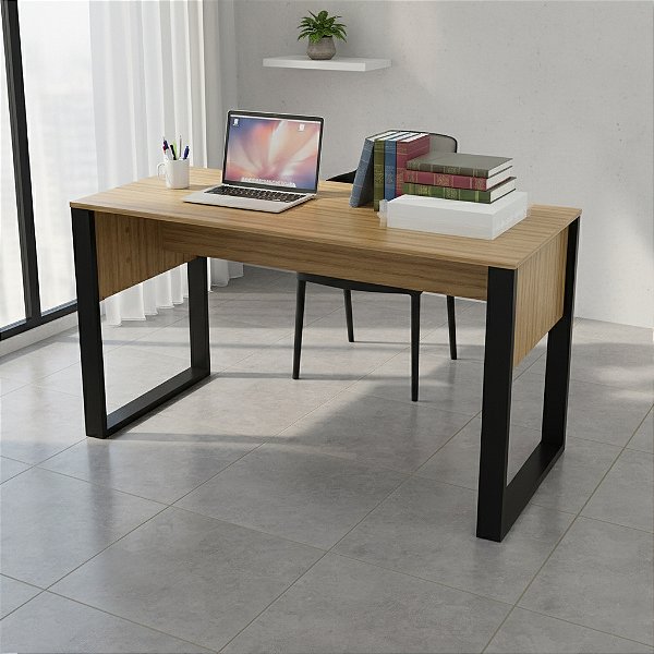 Mesa Escrivaninha - ME4200 - Amendoa/Preto - Tecno Mobili