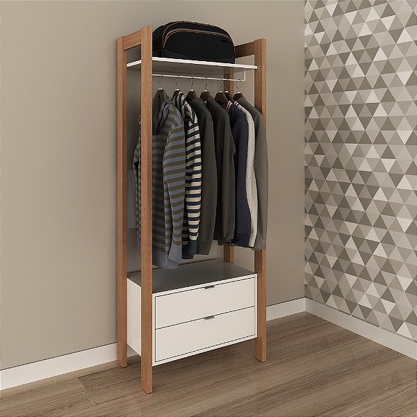 Armário Closet c/ Gaveta - AZ1011 - Amendoa/Branco - Tecno Mobili