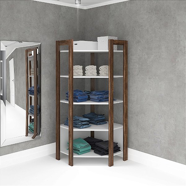 Armario Canto Closet - AZ1020 - Nogal/Branco - Tecno Mobili