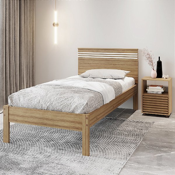 Cama de Solteiro - CM8010 - Amendoa - Tecno Mobili