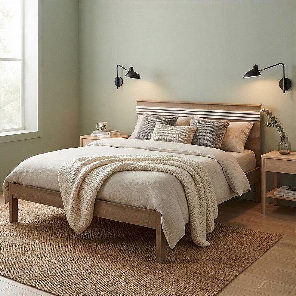 Cama de Casal - CM8009 - Amendoa/Branco - Tecno Mobili