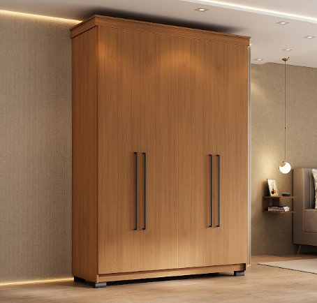 Roupeiro 04 Portas 02 Gavetas London 100% MDF - Freijo - Móveis Primavera