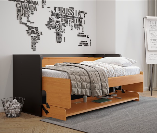 Cama de Solteiro Articulada First - Onix/Freijo - Móveis Primavera