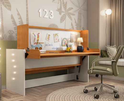 Cama de Solteiro Articulada First - Branco/Freijo - Móveis Primavera